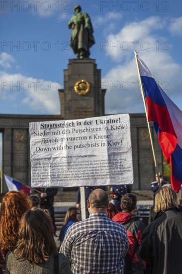 DEU Germany Germany Berlin Pro-Russian demonstration against NATO expansion in Ukraine and for Russian President Putin at the Memorial to the Fallen of the Second World War