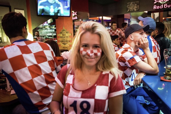 DEU Germany Germany Berlin Public viewing of the World Cup preliminary match between Croatia and Mexico at Cafe King with a majority of Croatian soccer fans