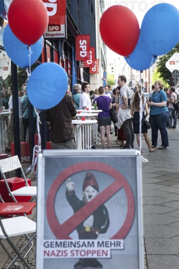 DEU Germany Germany Berlin election party at the SPD party headquarters with anti-Nazi poster in front of the district office