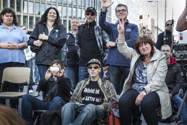 DEU Germany Germany Berlin Monday demonstration on Potsdamer Platz, as an alternative during the soccer World Cup, which also takes over the Brandenburg Gate with a fan mile