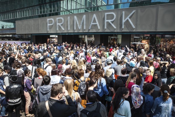 DEU Germany Germany Berlin Opening of a Primark movie at Alexanderplatz. Protests by several groups against cheap fashion and product conditions