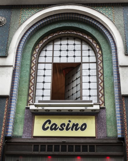 DEU Germany Germany Berlin The façade of a casino window decorated with mosaics on Nürnberger Straße