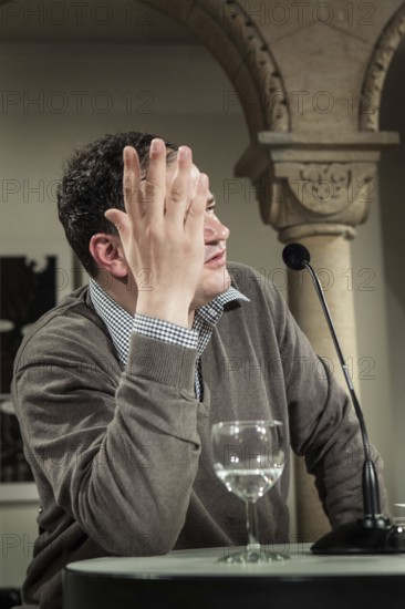 DEU Germany Germany Berlin The writer and translator Thomas Melle during his book presentation '3000 EURO' at the Literary Colloquium Berlin