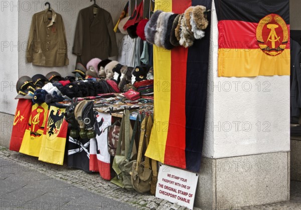 Mobile souvenir shop at Checkpoint Charlie, Berlin, Germany