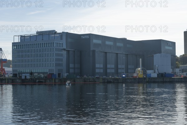ThyssenKrupp Marine Systems, TKMS shipyard, Halle, port, Baltic Sea, Kiel, Kiel Fjord, shipping traffic, Schleswig-Holstein, Germany