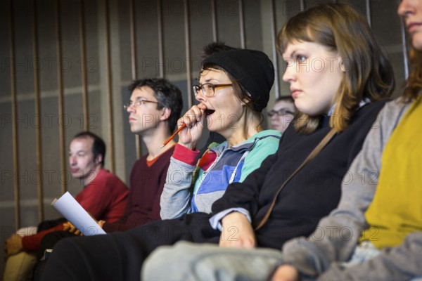 DEU Germany Germany Berlin The TazLab 2016 under the motto 'Strangers or Friends — the Lust for Difference, at the House of World Cultures (HKW) . Listeners at an event on press freedom in Turkey