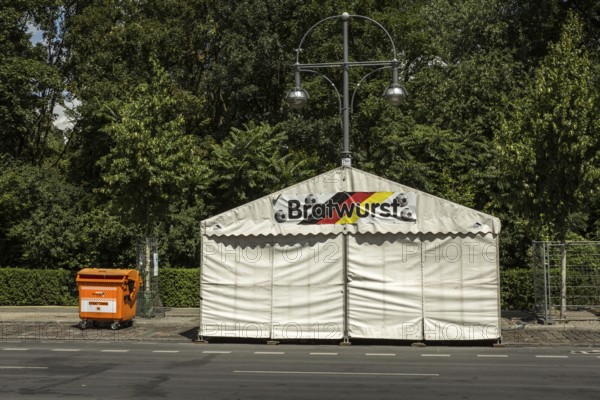 DEU Germany Germany Berlin Bratwurst seller's tent on the European championship 2016 fan mile on the street of June 17