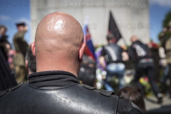 DEU Germany Germany Berlin Members of the Russian rocker group Nightwolves celebrated the 71st anniversary of the victory over Nazi Germany in Berlin. They laid wreaths at the Soviet War Memorial in Treptower Park and at the Soviet War Memorial near the Brandenburg Gate