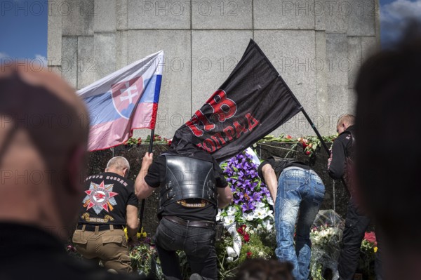 DEU Germany Germany Berlin Members of the Russian rocker group Nightwolves celebrated the 71st anniversary of the victory over Nazi Germany in Berlin. They laid wreaths at the Soviet War Memorial in Treptower Park and at the Soviet War Memorial near the Brandenburg Gate