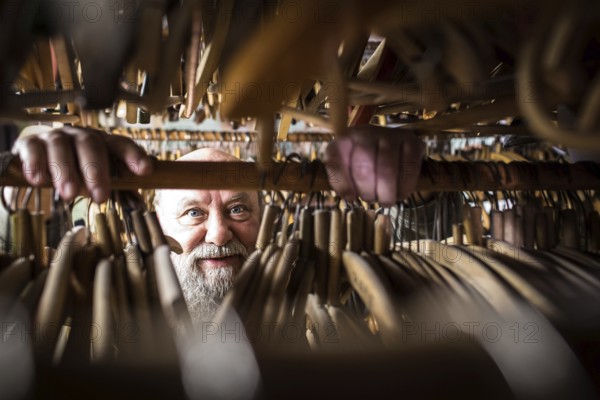 DEU Germany Germany Berlin iron collector Eberhard Rhode from Berlin-Karlshorst with his collectibles