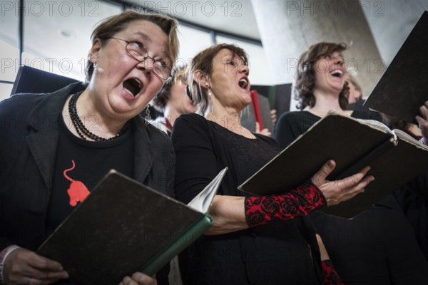 DEU Germany Germany Berlin The TazLab 2016 under the motto 'Strangers or Friends — the Lust for Difference, at the House of World Cultures (HKW) . The Taz Choir sings
