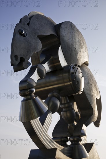 Sculpture entitled Rolling Horse by Jürgen Görtz on the northern terrace of Berlin Central Station on Europaplatz, Germany