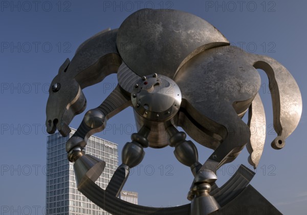 Sculpture entitled Rolling Horse by Jürgen Görtz on the northern terrace of Berlin Central Station on Europaplatz, Germany