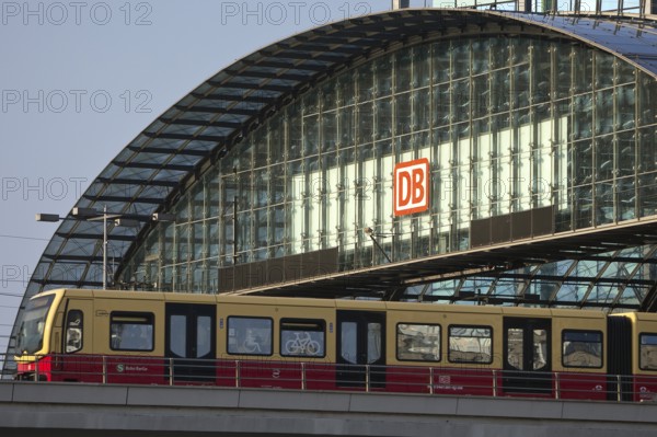 Berlin Central Station with outgoing S-Bahn, Germany