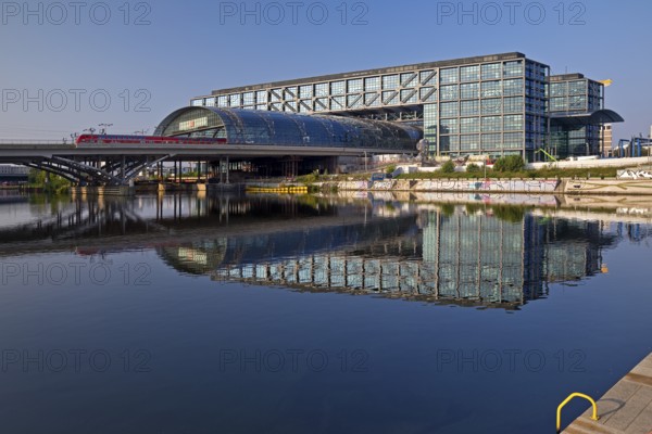 Berlin Central Station seen from Alexanderufer at Humboldthafen, Germany