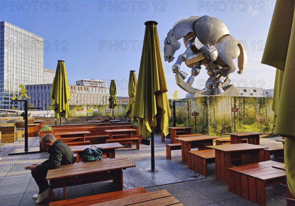 Sculpture entitled Rolling Horse by Jürgen Görtz on the northern terrace of Berlin Central Station on Europaplatz, Germany