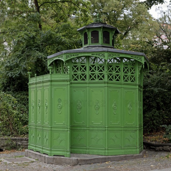 Café Achteck, joking name for a typical, historic, public Berlin toilet house on Chamissoplatz, Kreuzberg, Berlin, Germany