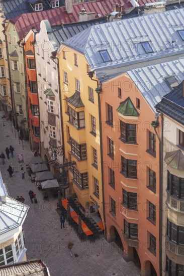 Historic houses in Herzog-Friedrich-Straße, Old Town, Innsbruck, Tyrol, Austria