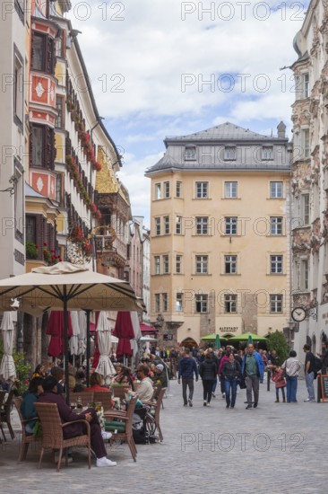 Historic houses in Herzog-Friedrich-Straße, Old Town, Innsbruck, Tyrol, Austria