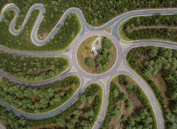 Volkswagen AG proving ground Ehra-Lessien, proving ground Ehra, Volkswagen plant Wolfsburg, Lower Saxony, Germany, Europe, aerial photo, birds-eyes view, aerial photography, aerial photography, overview, bird's eye view, Wolfsburg, Volkswagen, test track, emissions scandal, software manipulation
