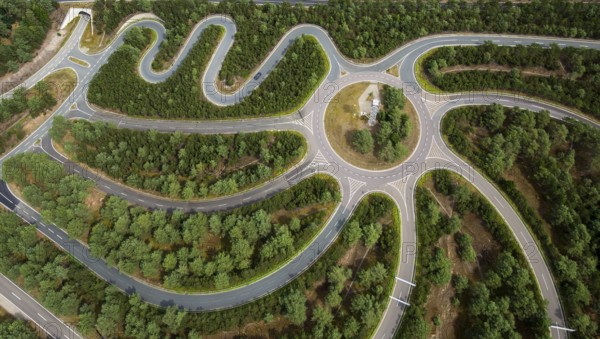 Volkswagen AG proving ground Ehra-Lessien, proving ground Ehra, Volkswagen plant Wolfsburg, Lower Saxony, Germany, Europe, aerial photo, birds-eyes view, aerial photography, aerial photography, overview, bird's eye view, Wolfsburg, Volkswagen, test track, emissions scandal, software manipulation