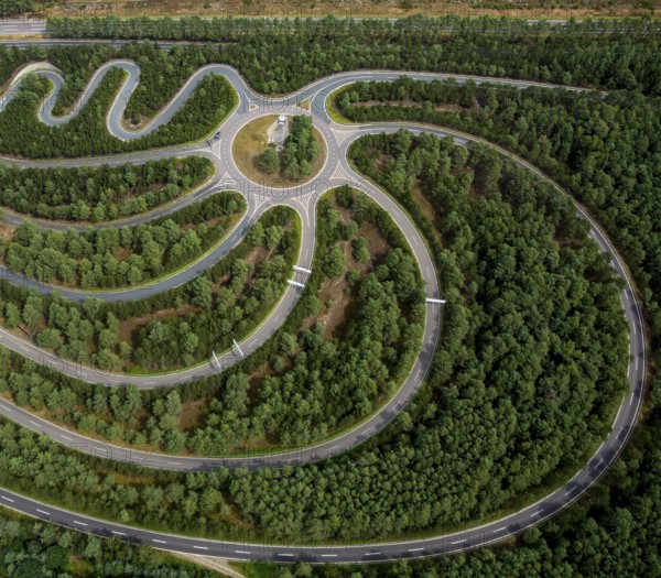 Volkswagen AG proving ground Ehra-Lessien, proving ground Ehra, Volkswagen plant Wolfsburg, Lower Saxony, Germany, Europe, aerial photo, birds-eyes view, aerial photography, aerial photography, overview, bird's eye view, Wolfsburg, Volkswagen, test track, emissions scandal, software manipulation