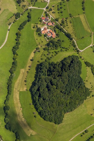 Black Forest landscape with forests and fields, Black Forest valley, Freiamt, Baden-Württemberg, Germany, Europe, aerial view, birds-eyes view, aerial photography, aerial photography, overview, overview, bird's eye view