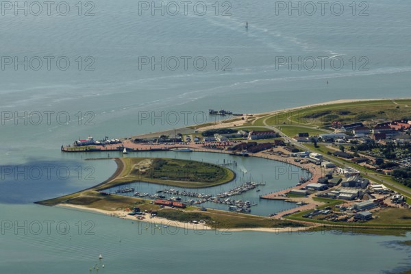 Norderney harbour, ferry pier, Wadden Sea, aerial view, Norderney, North Sea, North Sea island, East Frisian Islands, Lower Saxony, Germany, Europe, birds-eyes view, aerial photography, aerial photography, aerial photography, overview, bird's eye view