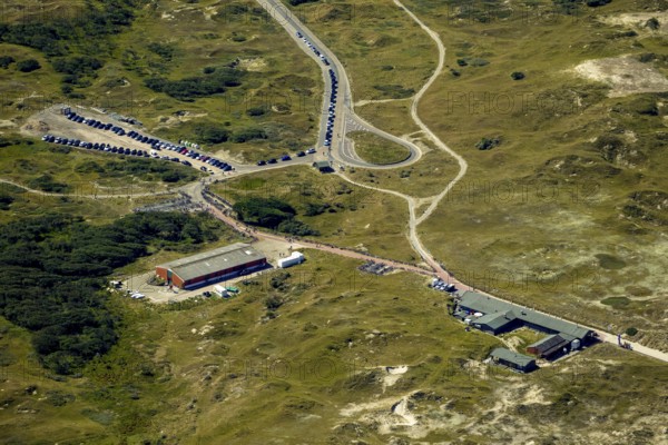 White Dune, beach restaurant, aerial view, Norderney, North Sea, North Sea island, East Frisian Islands, Lower Saxony, Germany, Europe, birds-eyes view, aerial view, aerial photography, aerial photography, overview, bird's eye view