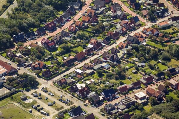 Nordhelm with holiday homes, aerial view, Norderney, North Sea, North Sea island, East Frisian Islands, Lower Saxony, Germany, Europe, birds-eyes view, aerial photography, aerial photography, overview, overview, bird's eye view