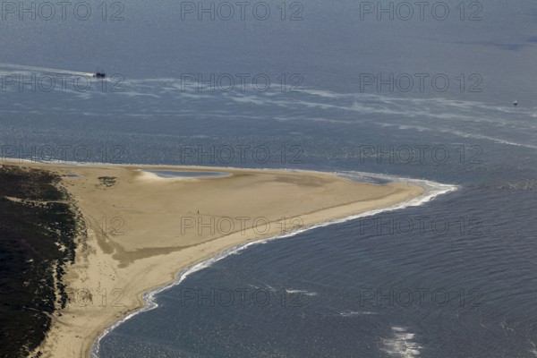 Sandy beach beach, Osterhook, aerial view, Langeoog, North Sea, North Sea island, East Frisian Islands, Lower Saxony, Germany, Europe, birds-eyes view, aerial view, aerial photography, aerial photography, overview, bird's eye view