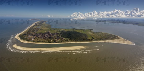 Sandbank, Wadden Sea, aerial view, Langeoog, North Sea, North Sea island, East Frisian Islands, Lower Saxony, Germany, Europe, birds-eyes view, aerial photography, aerial photography, overview, bird's eye view