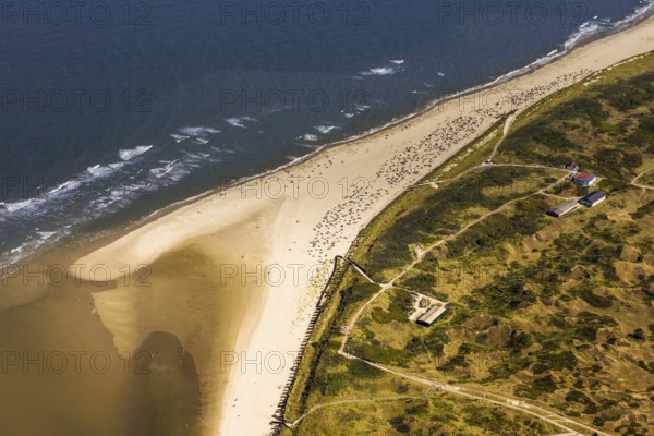 Nordstrand, aerial view, Spiekeroog, North Sea, North Sea island, East Frisian Islands, Lower Saxony, Germany, Europe, birds-eyes view, aerial photography, aerial photography, overview, bird's eye view