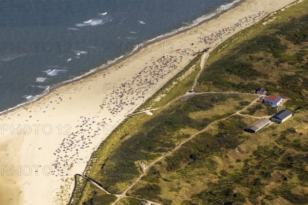 Nordstrand, aerial view, Spiekeroog, North Sea, North Sea island, East Frisian Islands, Lower Saxony, Germany, Europe, birds-eyes view, aerial photography, aerial photography, overview, bird's eye view