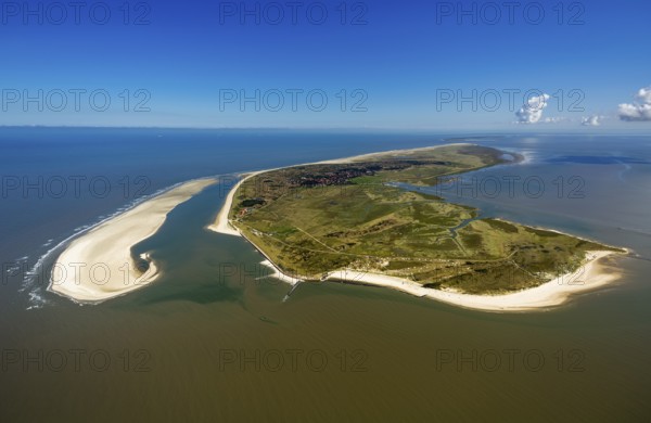 Sandbank, Schillbalje, Wadden Sea, aerial view, Spiekeroog, North Sea, North Sea island, East Frisian Islands, Lower Saxony, Germany, Europe, birds-eyes view, aerial view, aerial photography, aerial photography, overview, bird's eye view
