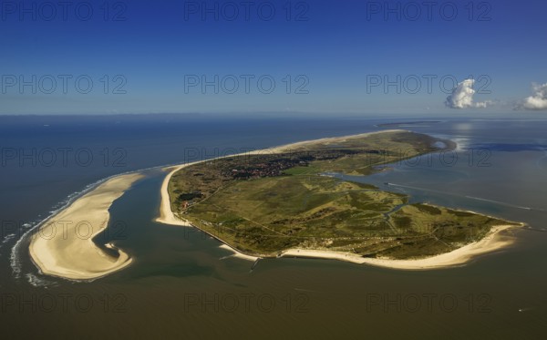 Sandbank, Schillbalje, Wadden Sea, aerial view, Spiekeroog, North Sea, North Sea island, East Frisian Islands, Lower Saxony, Germany, Europe, birds-eyes view, aerial view, aerial photography, aerial photography, overview, bird's eye view