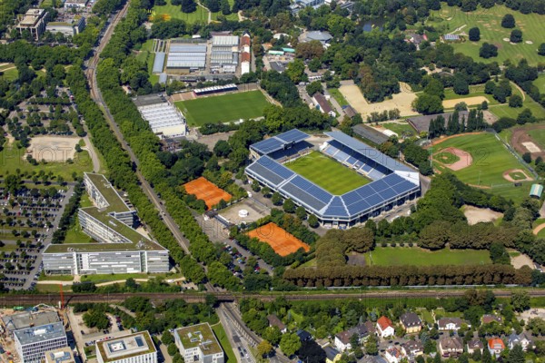 Carl-Benz-Stadion Mannheim, Mannheim, Baden-Württemberg, Germany, Europe, aerial view, birds-eyes view, aerial photography, aerial photography, overview, overview, bird's eye view