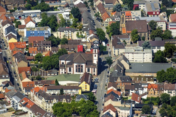 Neckarau, Mannheim, Baden-Württemberg, Germany, Europe, aerial view, birds-eyes view, aerial photography, aerial photography, overview, overview, bird's eye view