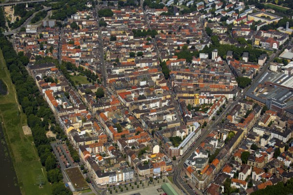 Mannheim-Neckarstadt, Mannheim, Baden-Württemberg, Germany, Europe, aerial view, birds-eyes view, aerial photography, aerial photography, overview, bird's eye view