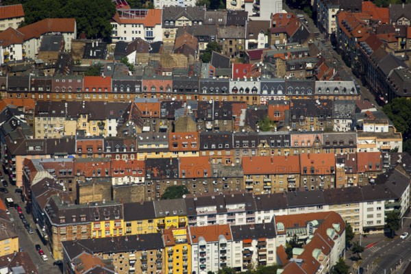 Tenement buildings in Mannheim, Mannheim, Baden-Württemberg, Germany, Europe, aerial view, birds-eyes view, aerial photography, aerial photography, overview, bird's eye view