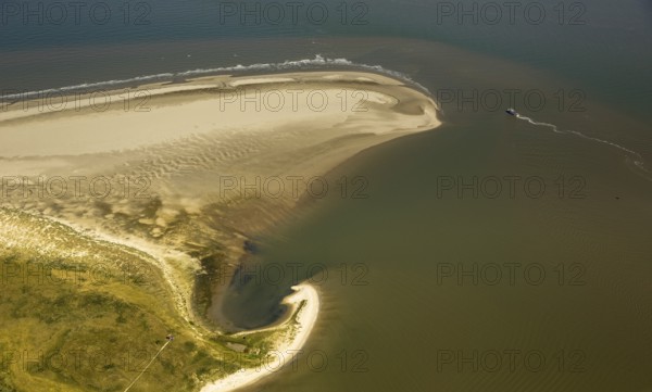 Osterhook, Wadden Sea, aerial photo, Langeoog, North Sea, North Sea island, East Frisian Islands, Lower Saxony, Germany, Europe, birds-eyes view, aerial photography, aerial photography, overview, bird's eye view, Baltrum
