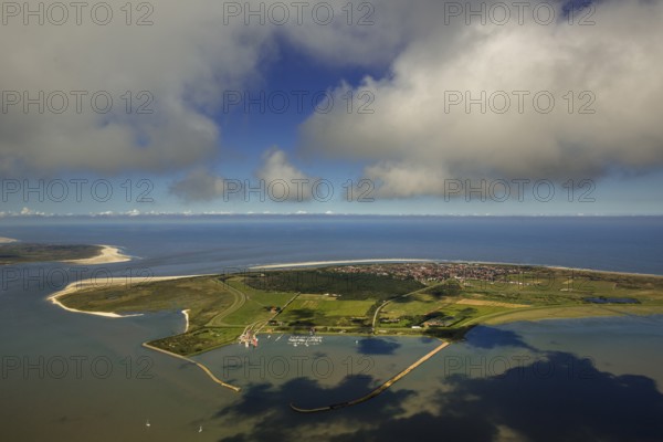 HAfen und Flinthörn, Wadden Sea, aerial view, Langeoog, North Sea, North Sea island, East Frisian Islands, Lower Saxony, Germany, Europe, birds-eyes view, aerial photography, aerial photography, aerial photography, overview, bird's eye view