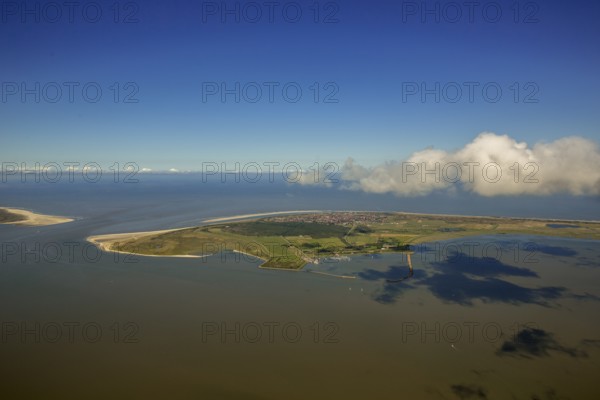 HAfen und Flinthörn, Wadden Sea, aerial view, Langeoog, North Sea, North Sea island, East Frisian Islands, Lower Saxony, Germany, Europe, birds-eyes view, aerial photography, aerial photography, aerial photography, overview, bird's eye view