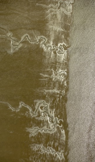 Elbe, tidal flats at low tide on an island in the Elbe near Wedel and Jork, Wedel, Lower Saxony, Germany, Jork, Free and Hanseatic City of Hamburg, Europe, aerial photograph, birds-eyes view, aerial photography, aerial photography, overview, bird's eye view