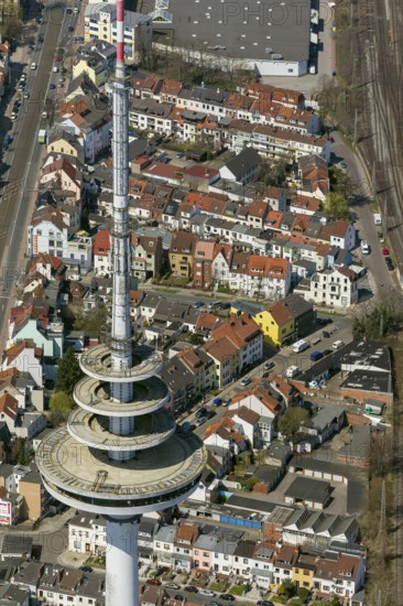 Rows of houses in the Findorff district, rented flats, multi-storey flats, red tiled roofs, attic flats, aerial view, aerial photographs of Bremen, Bremen, Germany, Europe, birds-eyes view, aerial photography, aerial photography, overview, bird's eye view