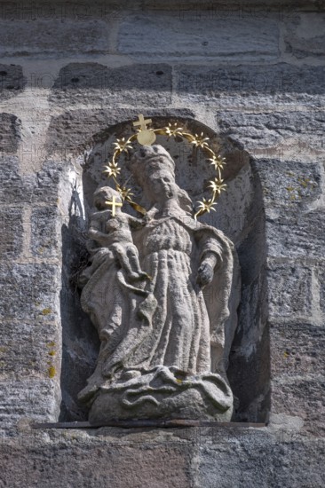 Saint sculpture at the Nativity Church in the fortified church, Hannberg, Middle Franconia, Bavaria, Germany