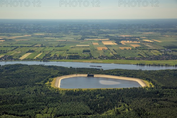 Geesthacht Energypark, Kernkraftwerk Krümmel GmbH, nuclear power plant on the Elbe, Geesthacht, Northern Germany, Schleswig-Holstein, Germany, Hamwarde, Europe, aerial photograph, birds-eyes view, aerial photography, aerial photography, overview, bird's eye view