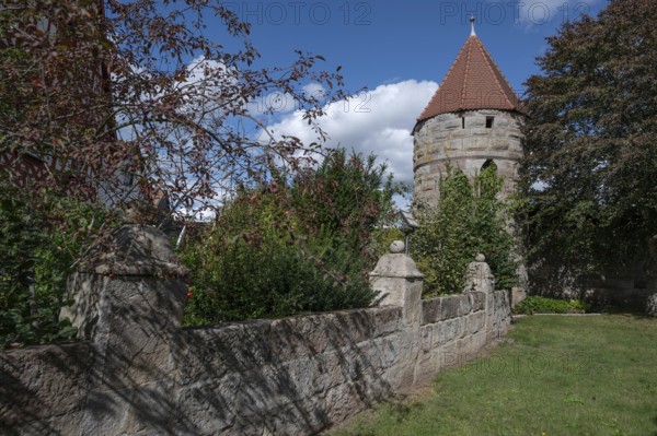 Defence defence tower of the third largest fortified church in Germany, built from 1461 to 1486, Hannberg, Middle Franconia, Bavaria, Germany