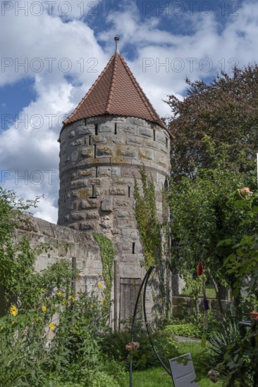 Defence defence tower of the third largest fortified church in Germany, built from 1461 to 1486, Hannberg, Middle Franconia, Bavaria, Germany
