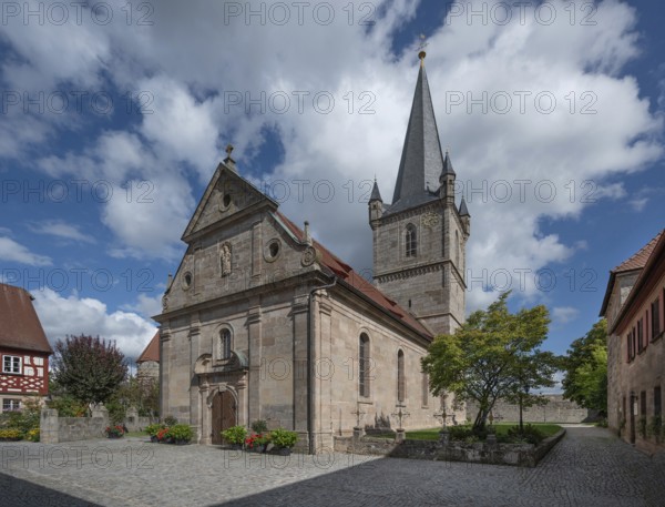 St. Mary's Pilgrimage Church, third largest fortified church in Germany, built from 1461 to 1486, Hannberg, Middle Franconia, Bavaria, Germany